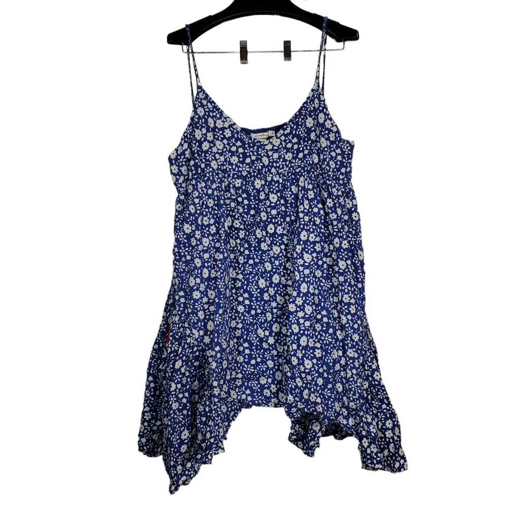 20 Something Mini Dress XL Daisy Ditsy Floral Spaghetti Strap Hanky-Hem Cottage